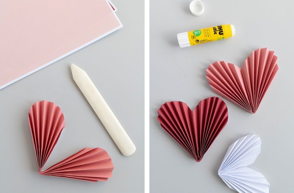 Romantische Valentinstags-Karten selber machen + Anleitung für einfache Papierherzen