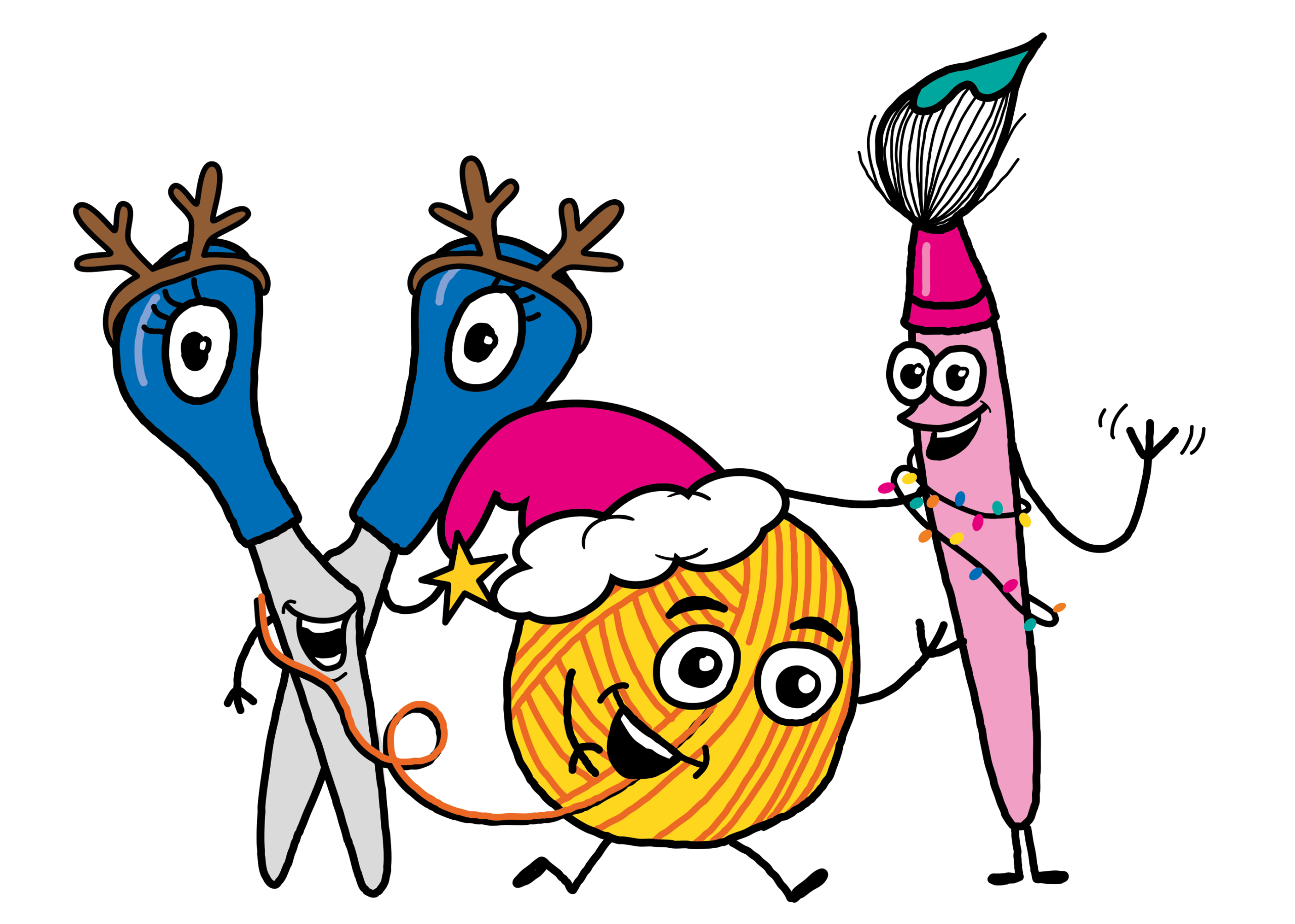 Weihnachtliche Kreativ Welt Maskottchen